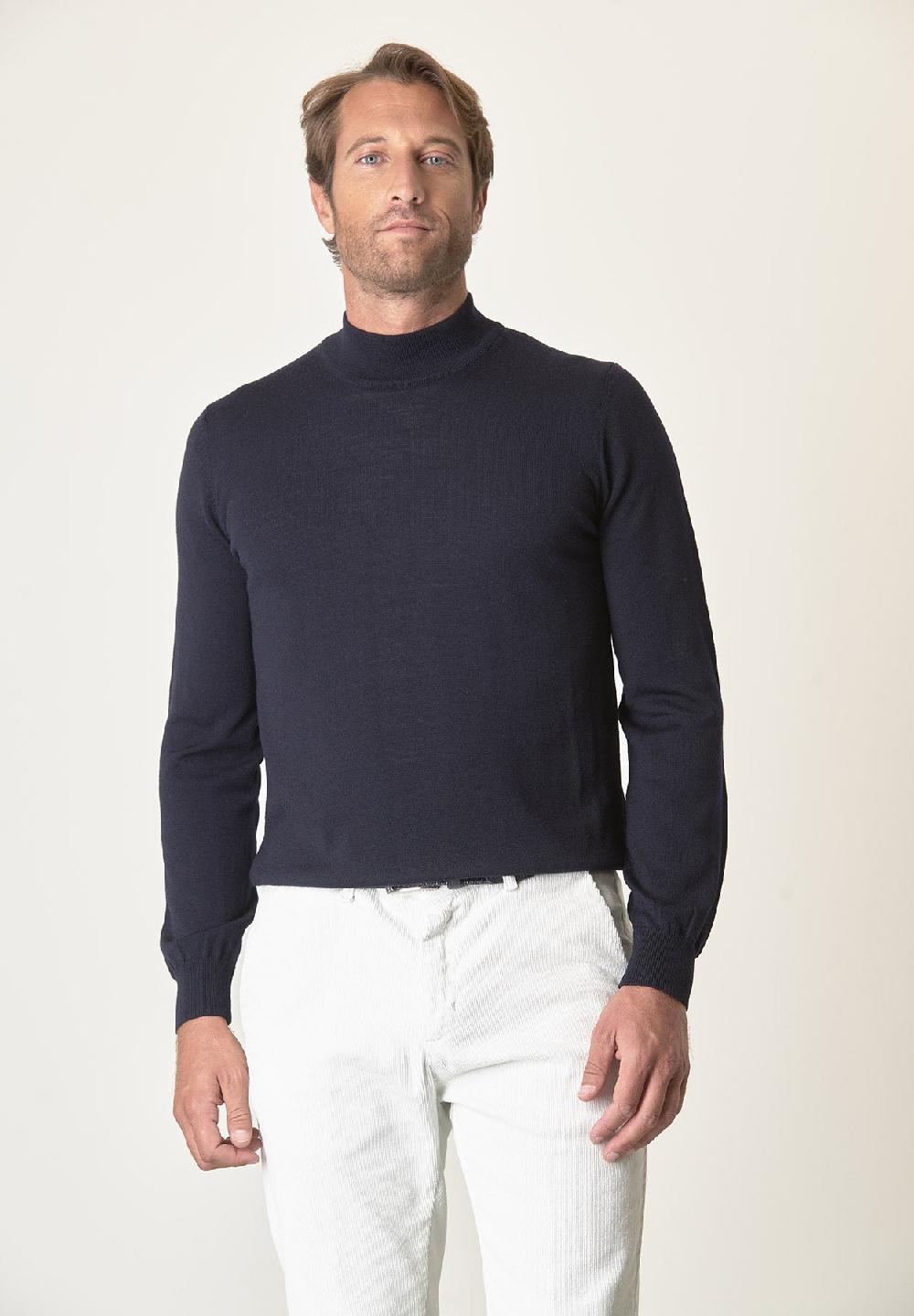 Angelico Lupetto blu lana merinos extrafine Promozione