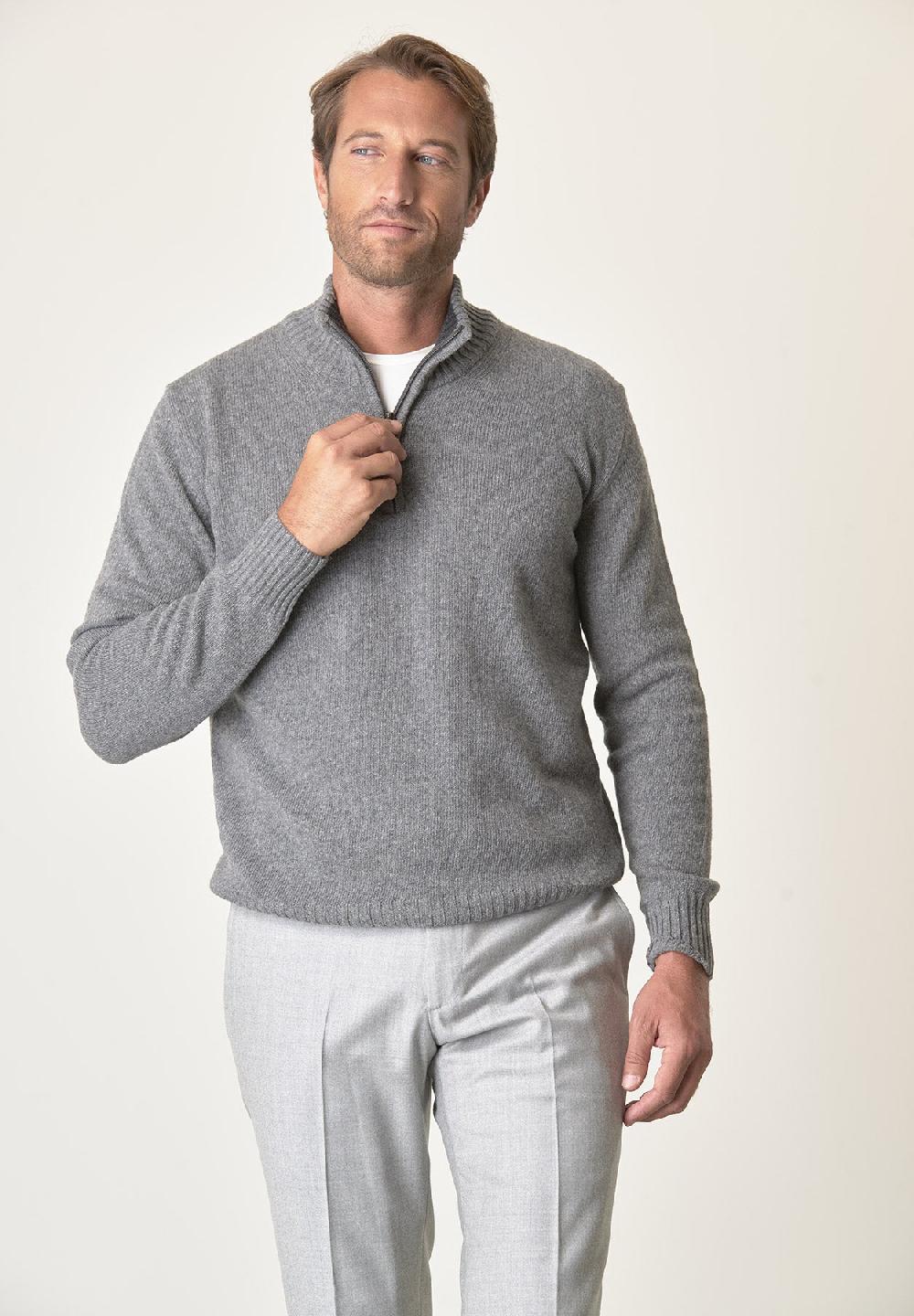 Angelico Lupetto zip grigio chiaro misto lana Pezzi Unici