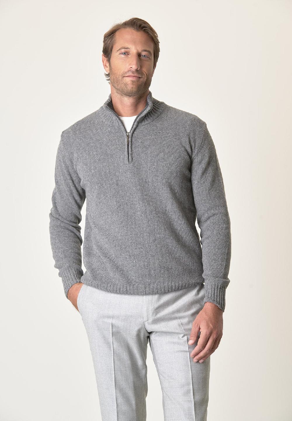 Angelico Lupetto zip grigio chiaro misto lana Pezzi Unici