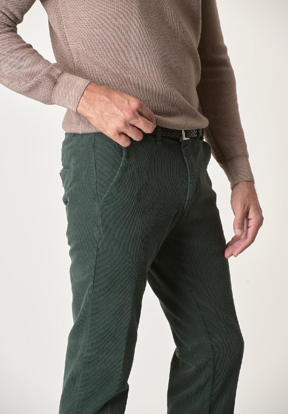 Angelico Pantalone verde bosco velluto cotone stretch slim fit Soddisfazione Garantita