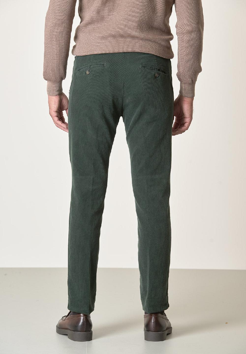 Angelico Pantalone verde bosco velluto cotone stretch slim fit Soddisfazione Garantita