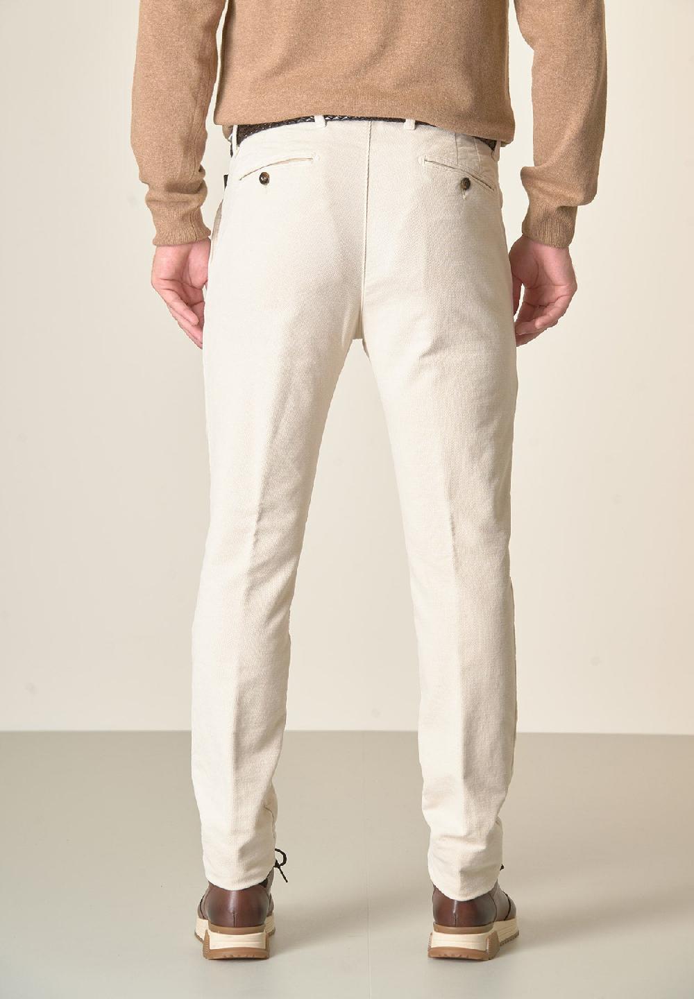 Angelico Pantalone gesso fustagno jacquard cotone slim fit Offerta