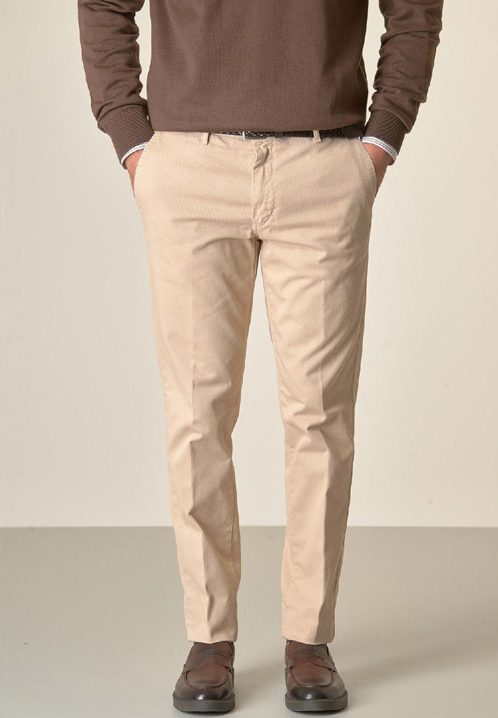 Angelico Pantalone beige tricotina cotone stretch regular fit