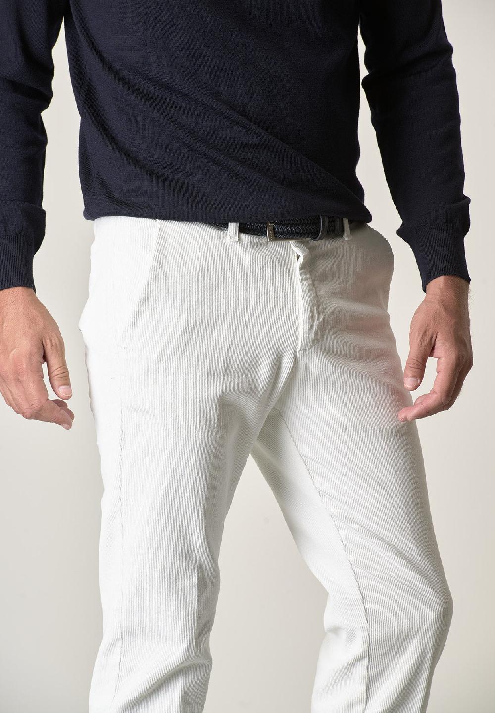 Angelico Pantalone panna velluto cotone stretch slim fit Promozione Limitata