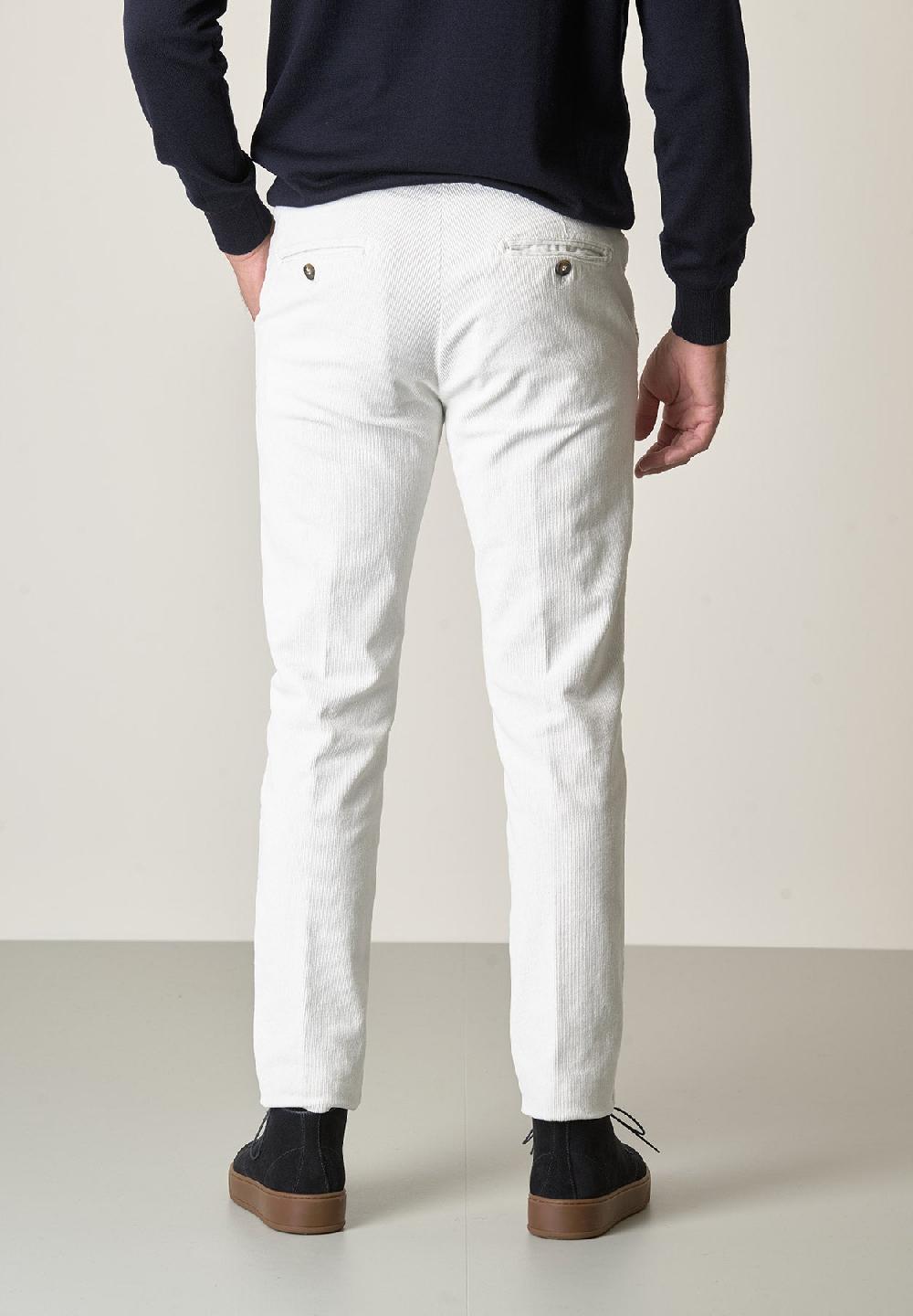 Angelico Pantalone panna velluto cotone stretch slim fit Promozione Limitata