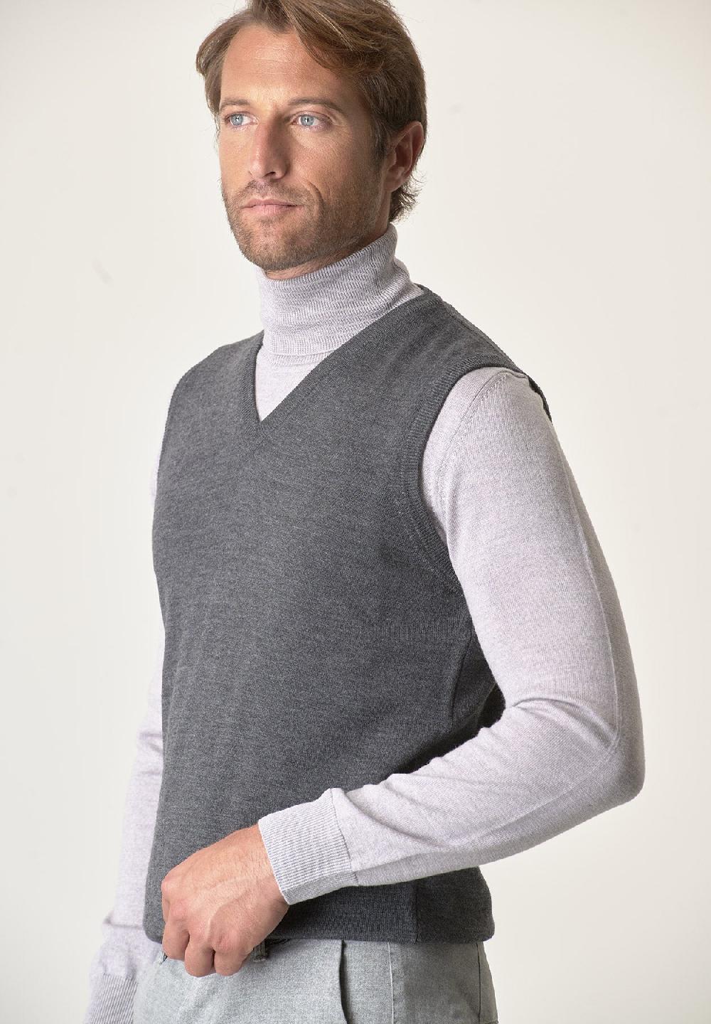 Angelico Gilet grigio scuro lana merinos extrafine Shopping Online