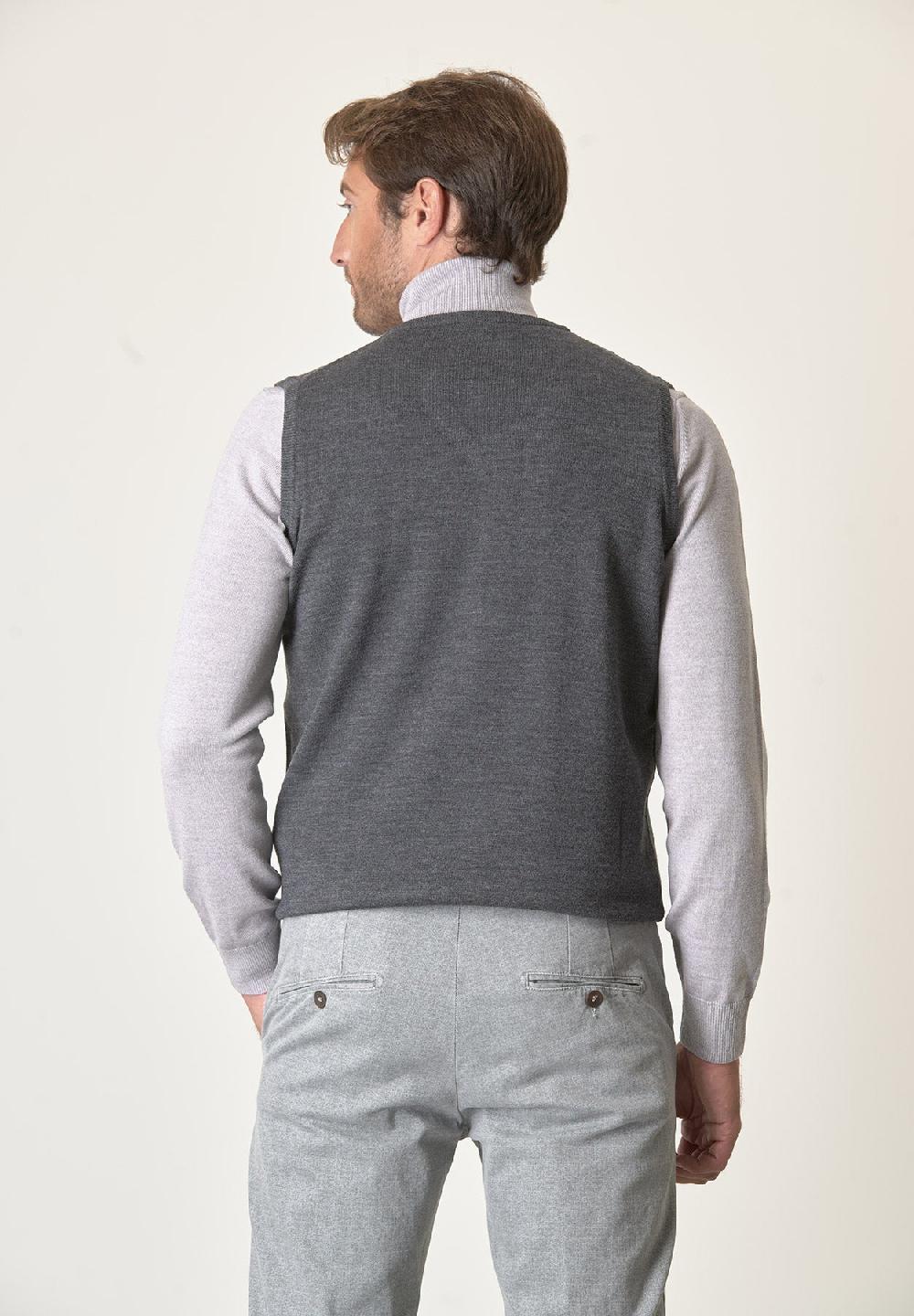 Angelico Gilet grigio scuro lana merinos extrafine Shopping Online