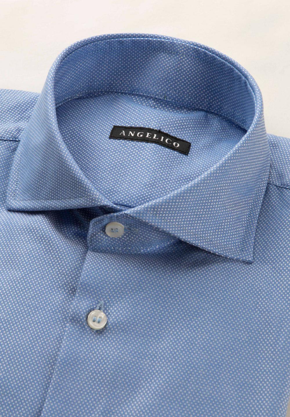 Angelico Camicia azzurro microdisegno cotone regular fit Prezzo Ridotto