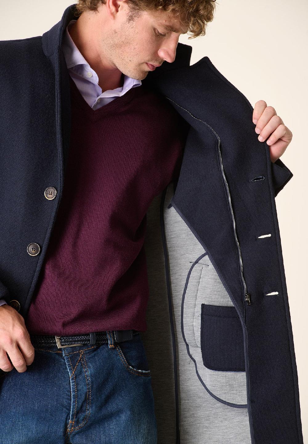 Angelico Cappotto blu sfoderato pettorina staccabile Sottocosto