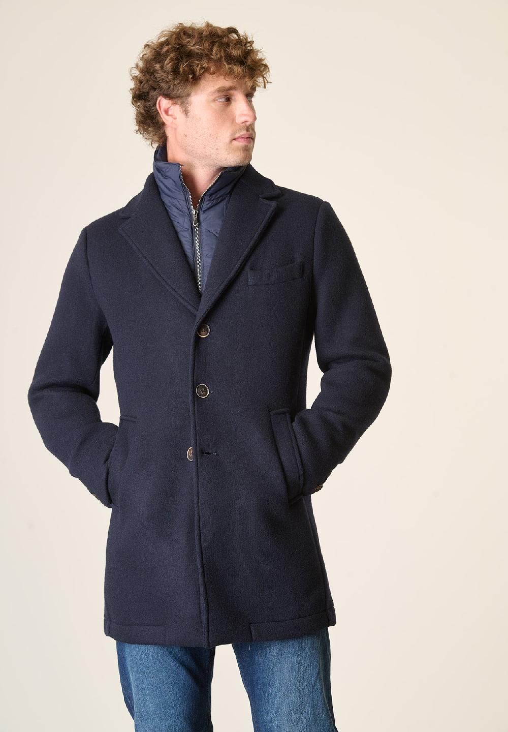 Angelico Cappotto blu sfoderato pettorina staccabile Sottocosto