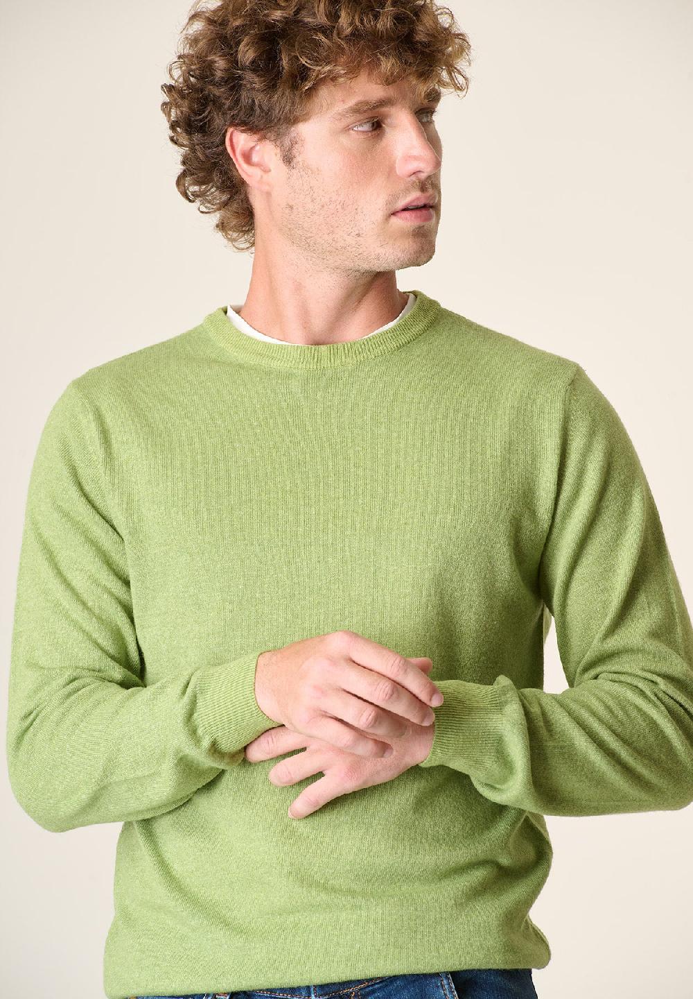 Angelico Girocollo verde pistacchio chiaro misto cashmere Economico