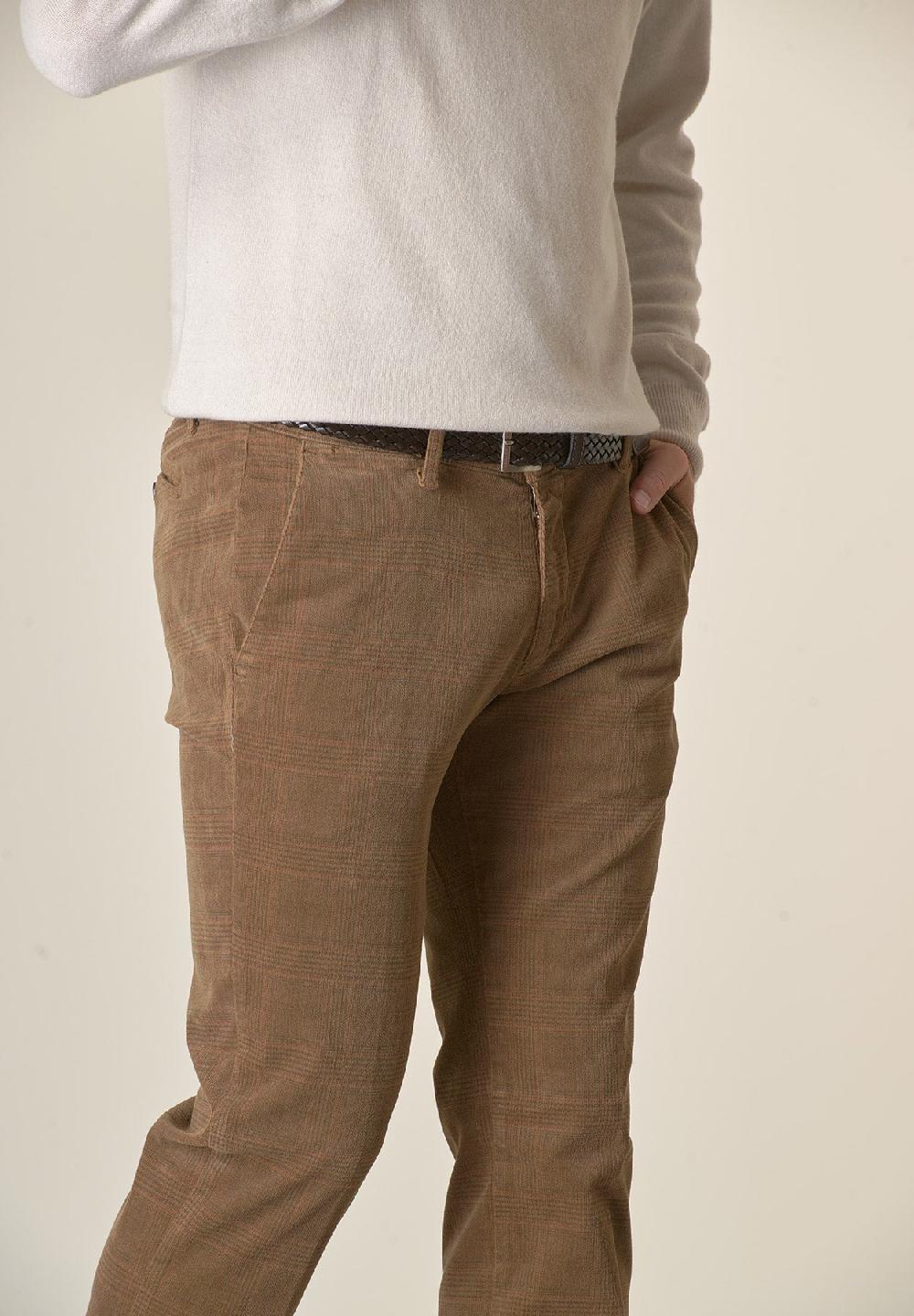 Angelico Pantalone bruciato fustagno Galles tinto capo slim fit In Vendita