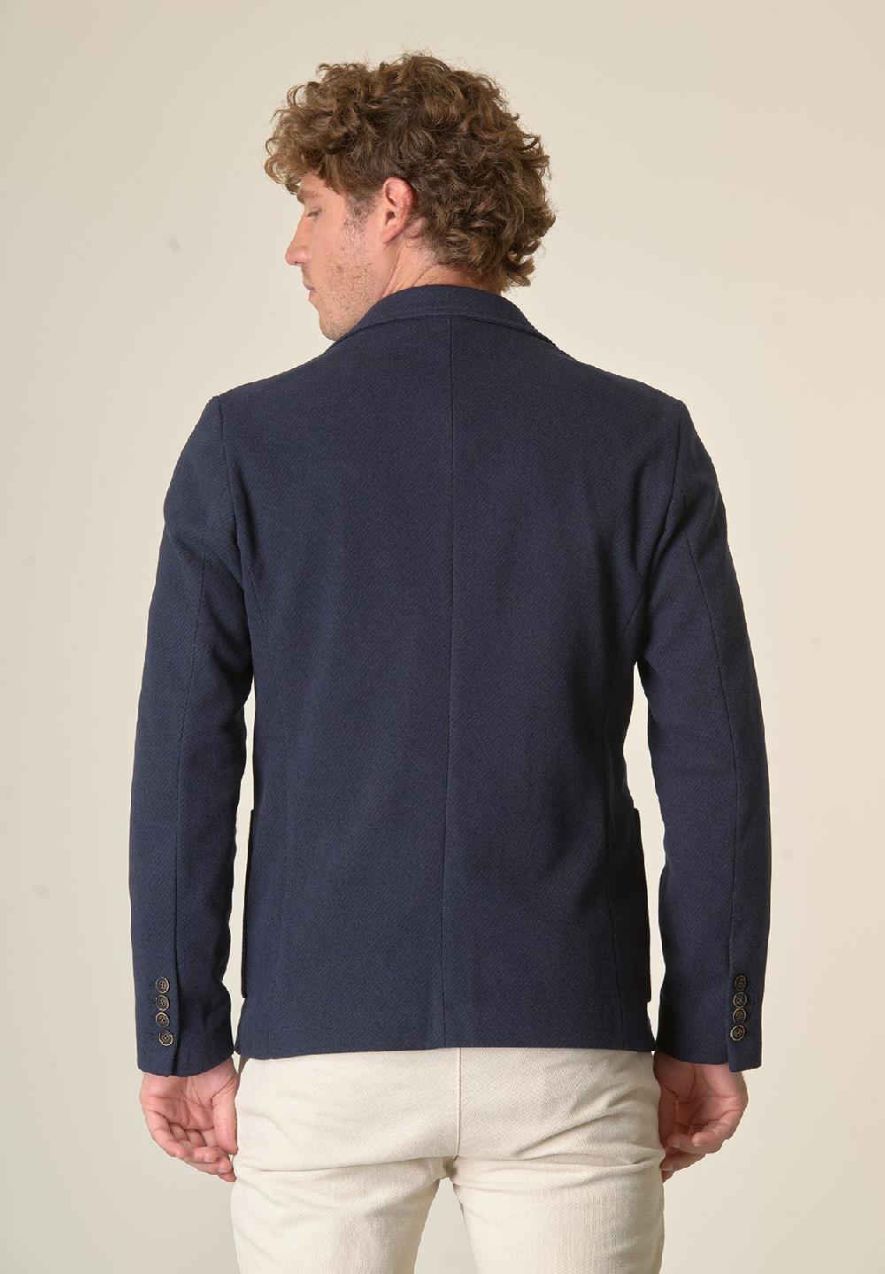 Angelico Giacca blu melange con pettorina custom fit Nuova
