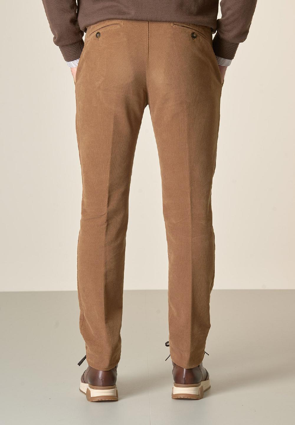 Angelico Pantalone cammello fustagno jacquard cotone slim fit Nuovo