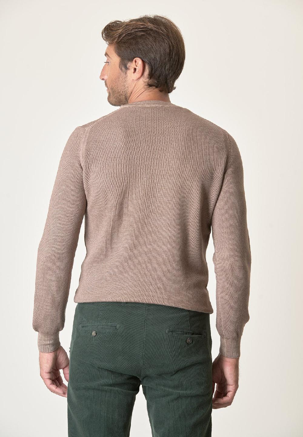 Angelico Girocollo beige nido d'ape lana merinos Promozione