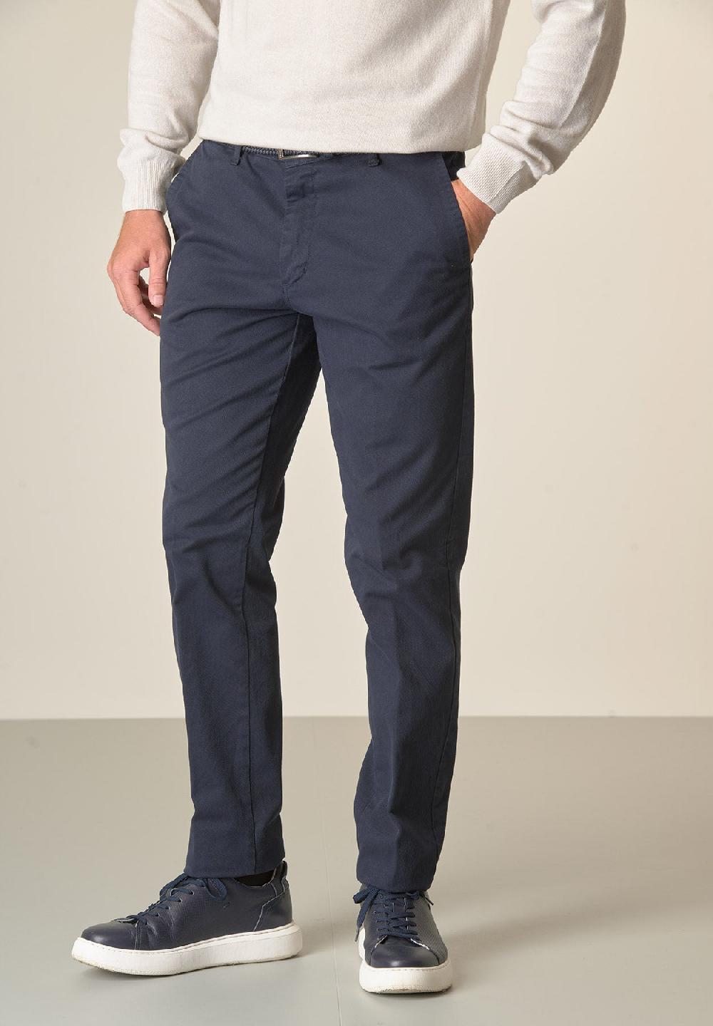 Angelico Pantalone blu tricotina cotone stretch regular fit Qualità Garantita