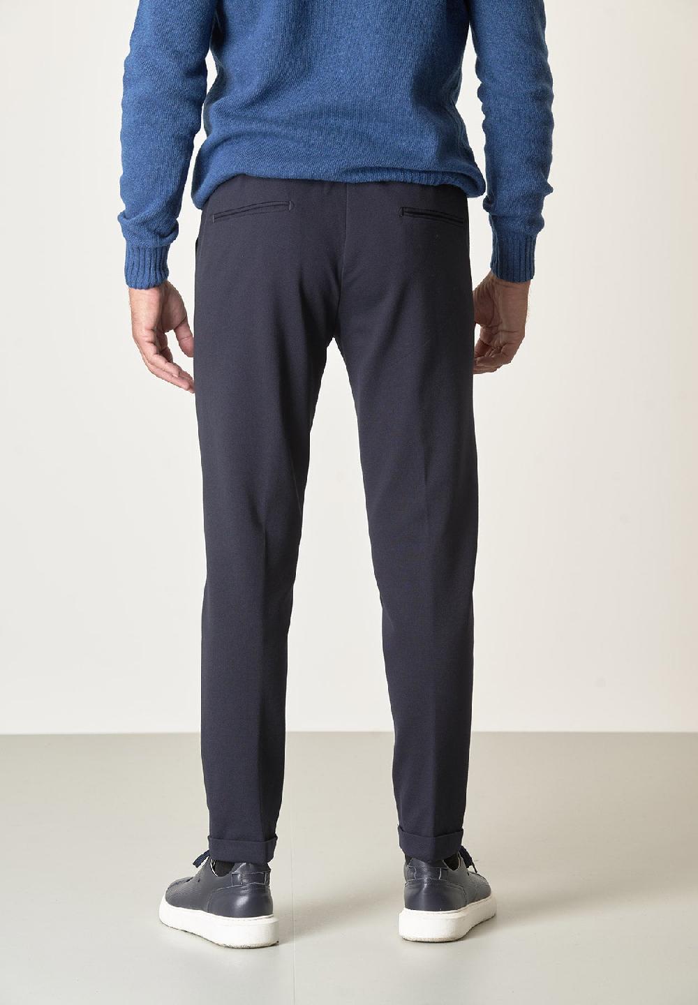 Angelico Pantalone blu punto milano con coulisse slim fit Negozi Online