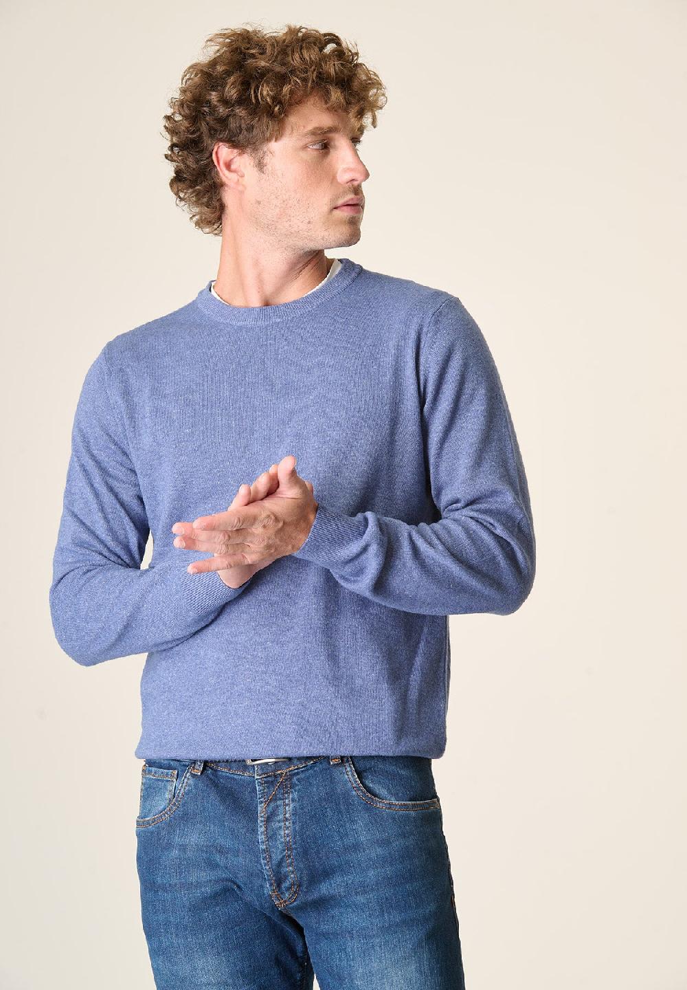 Angelico Girocollo blu denim chiaro misto cashmere Comprane uno, ottenene uno gratis