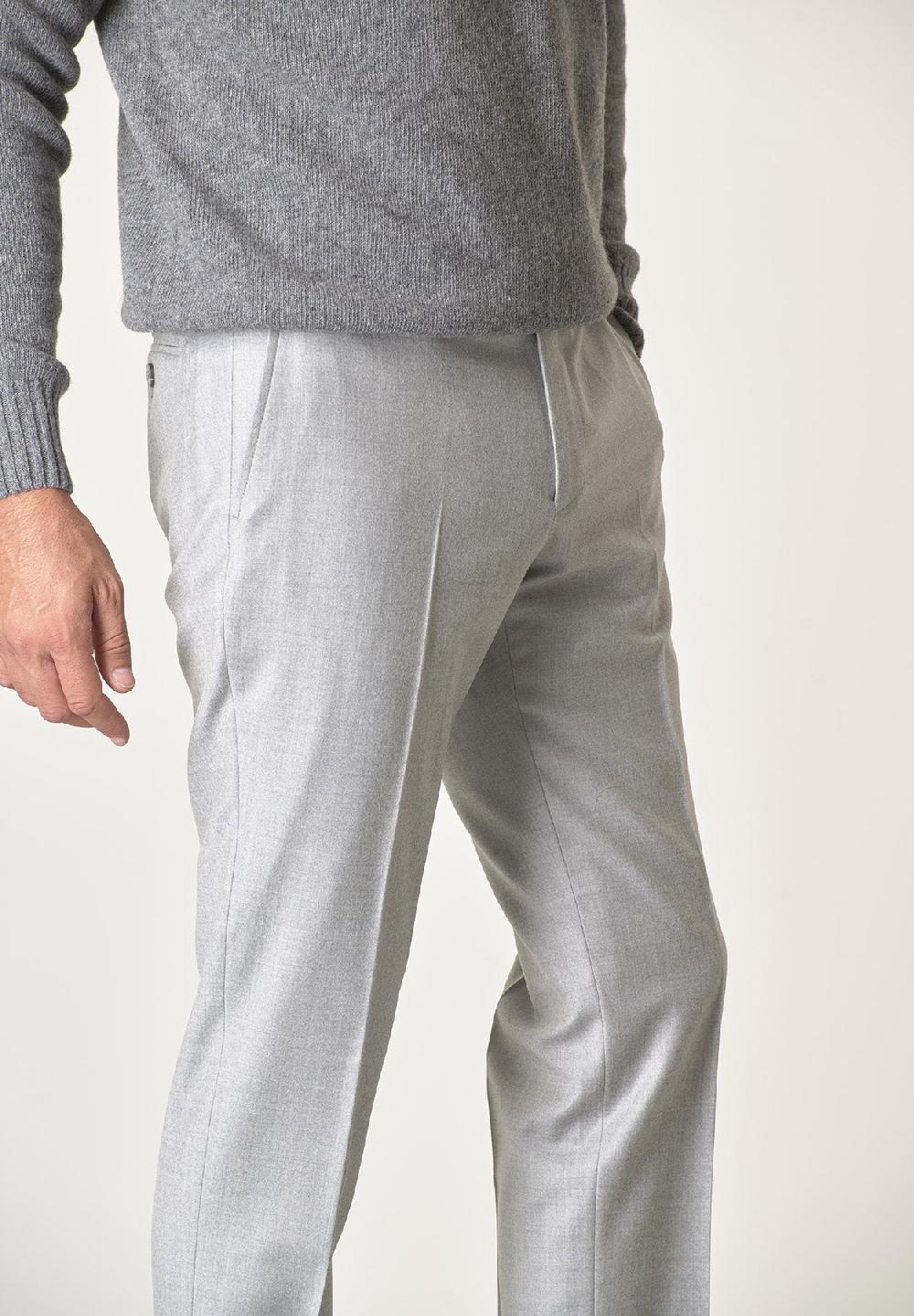 Angelico Pantalone grigio chiaro flanella lana vergine custom fit Offerte