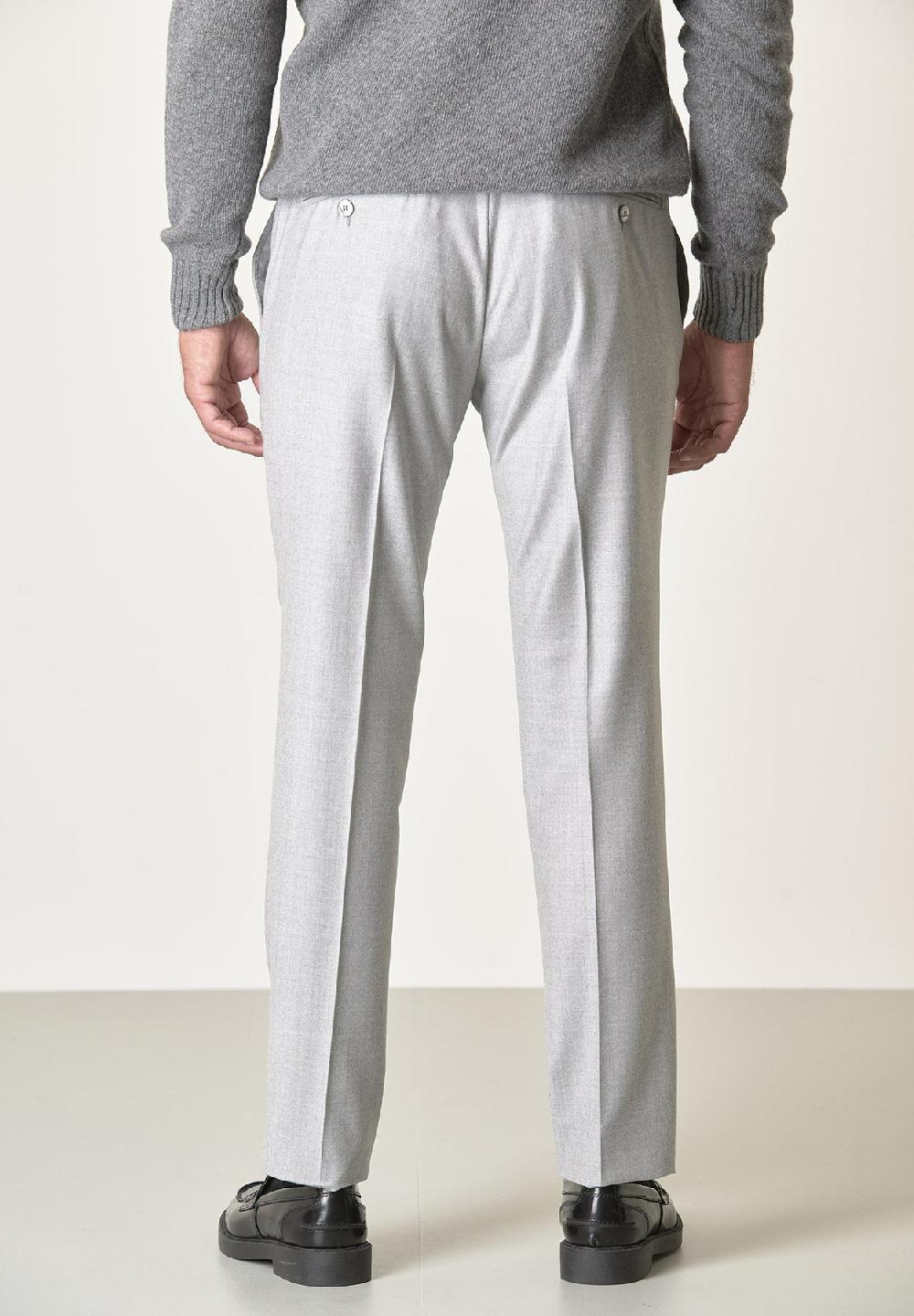 Angelico Pantalone grigio chiaro flanella lana vergine custom fit Offerte