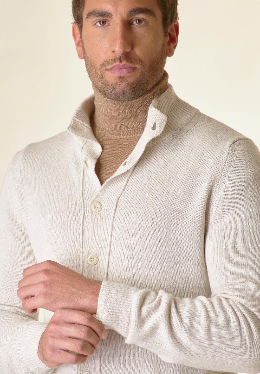 Angelico Giacca in maglia ecrù mano cashmere In Saldo