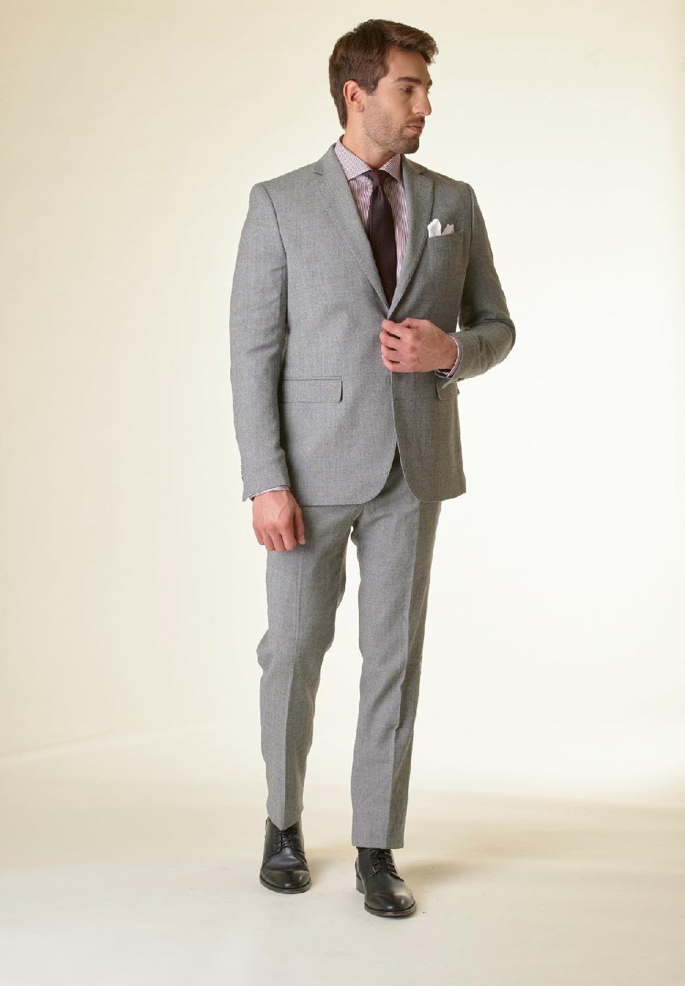 Angelico Abito grigio microdisegno lana stretch custom fit In Linea