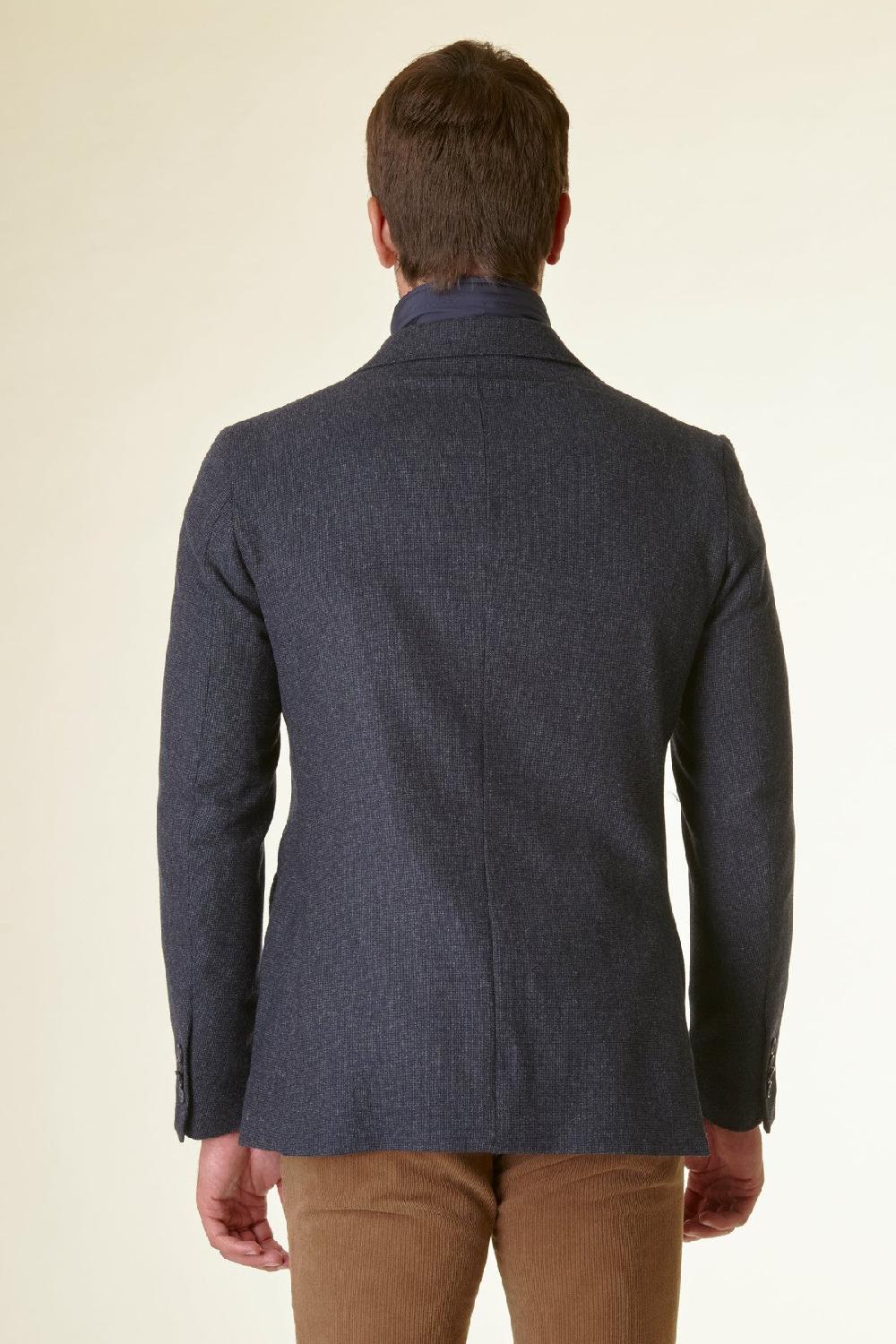 Angelico Giacca blu melange lana-cashmere pettorina custom Pezzi Unici