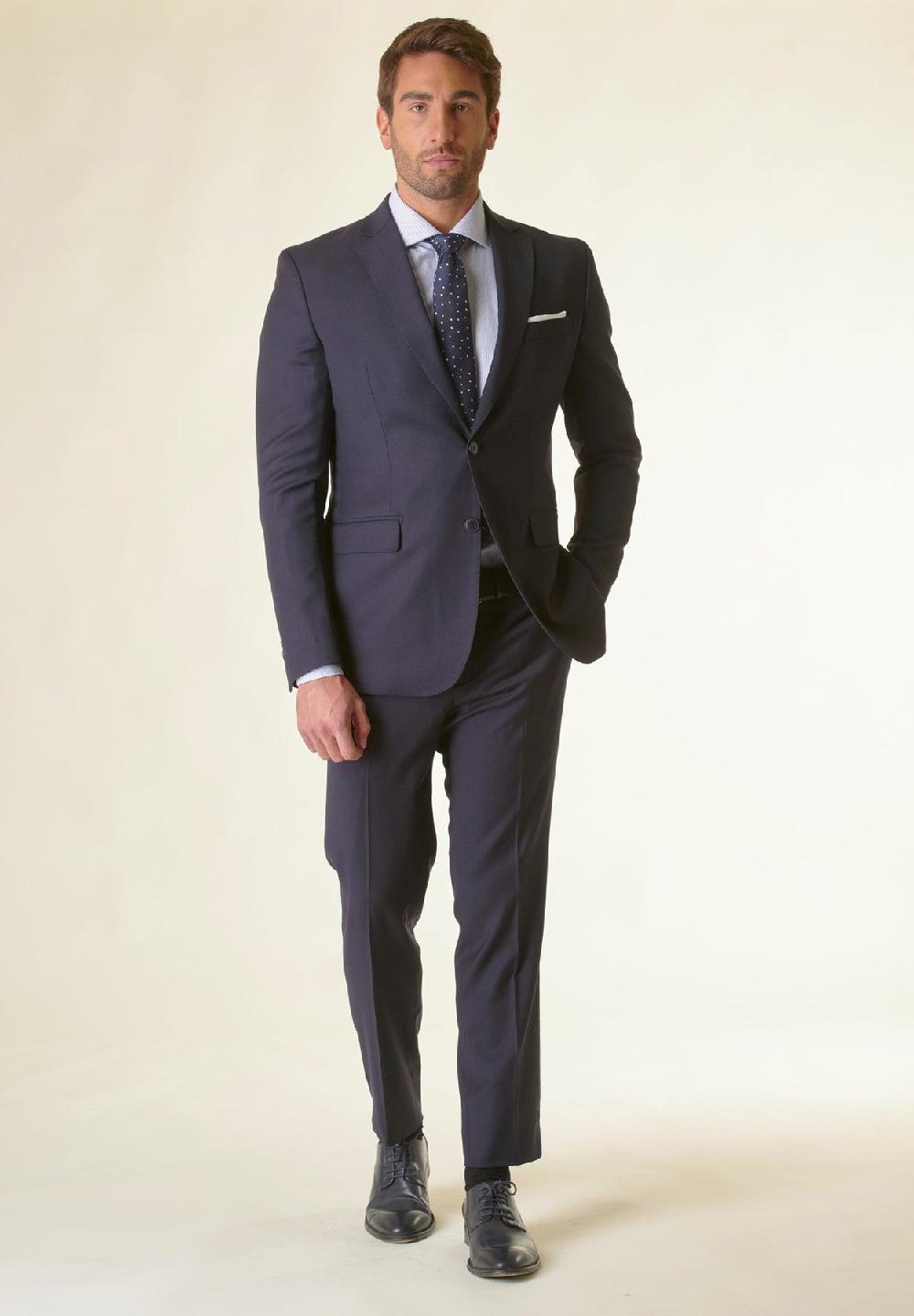Angelico Abito blu lana stretch custom fit