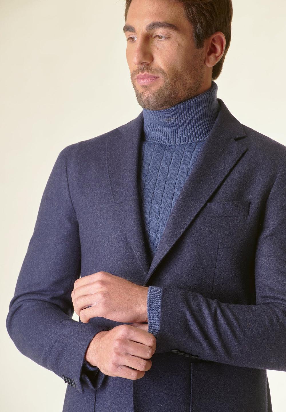 Angelico Giacca blu sfoderata lana-cashmere Custom Negozi Online