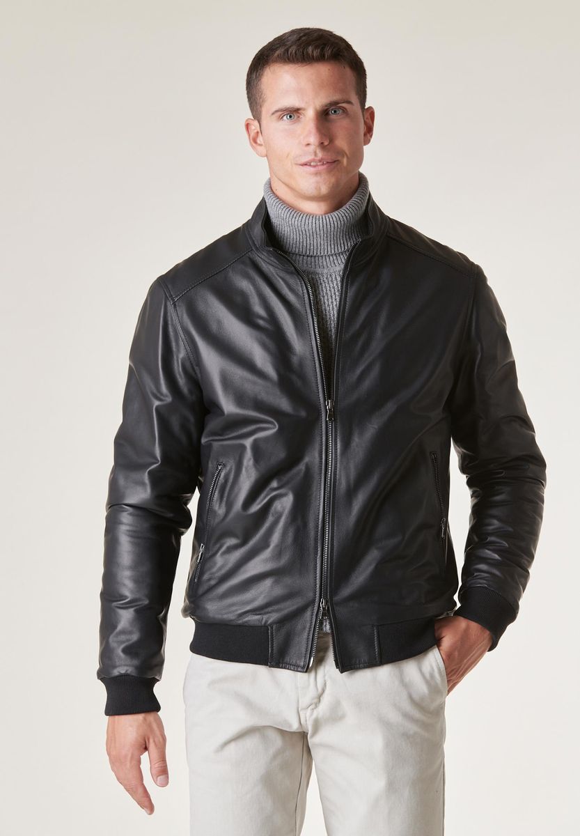 Angelico Bomber nero nappa Italy