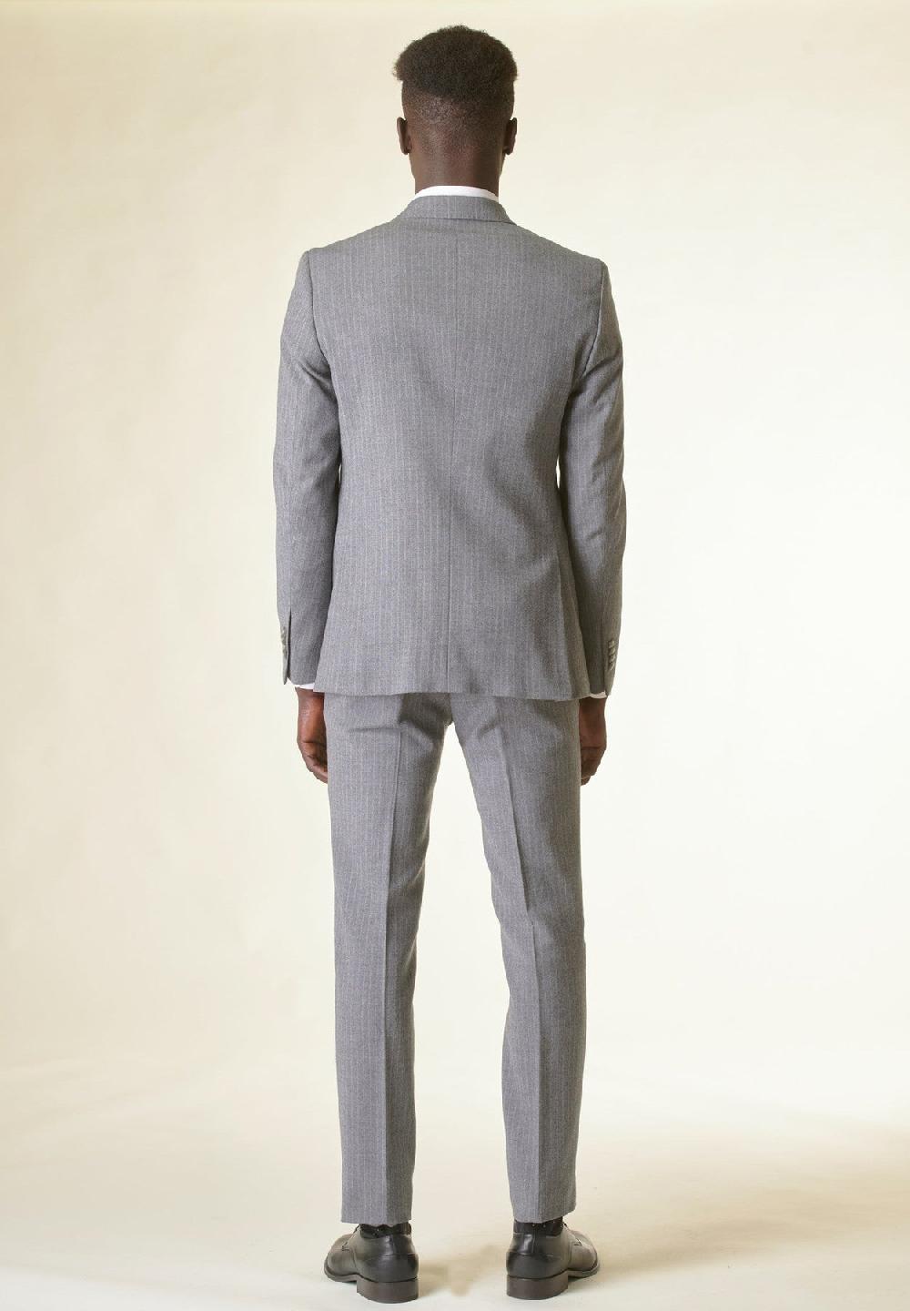 Angelico Abito grigio chiaro gessato lana stretch custom fit Affare Del Giorno
