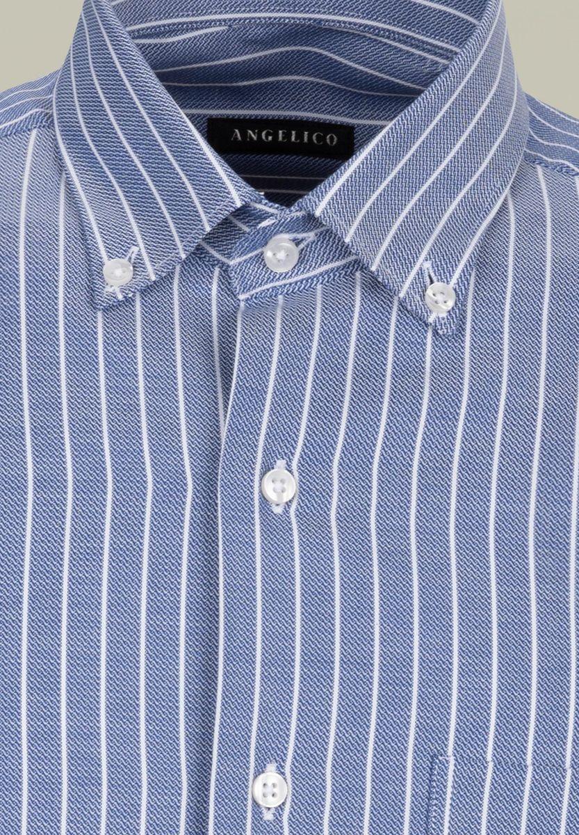 Angelico Camicia blu chiaro gessata bianca BD regular fit Convenienza