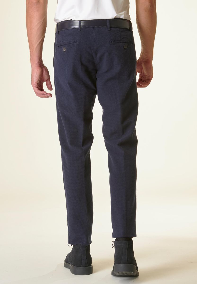 Angelico Pantalone blu pied poule fustagno slim Offerta