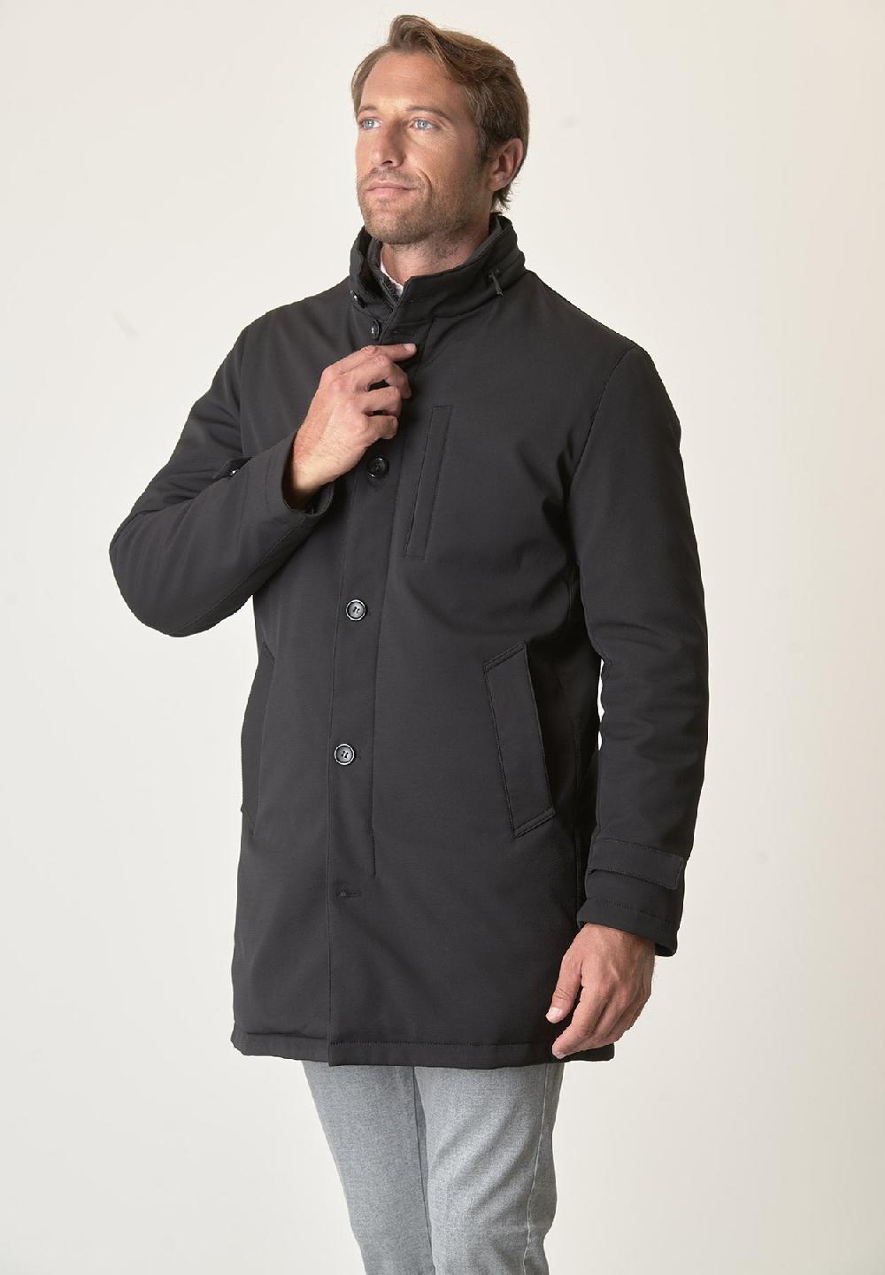 Angelico Cappotto tecnico nero trama leggera impermeabile Outlet