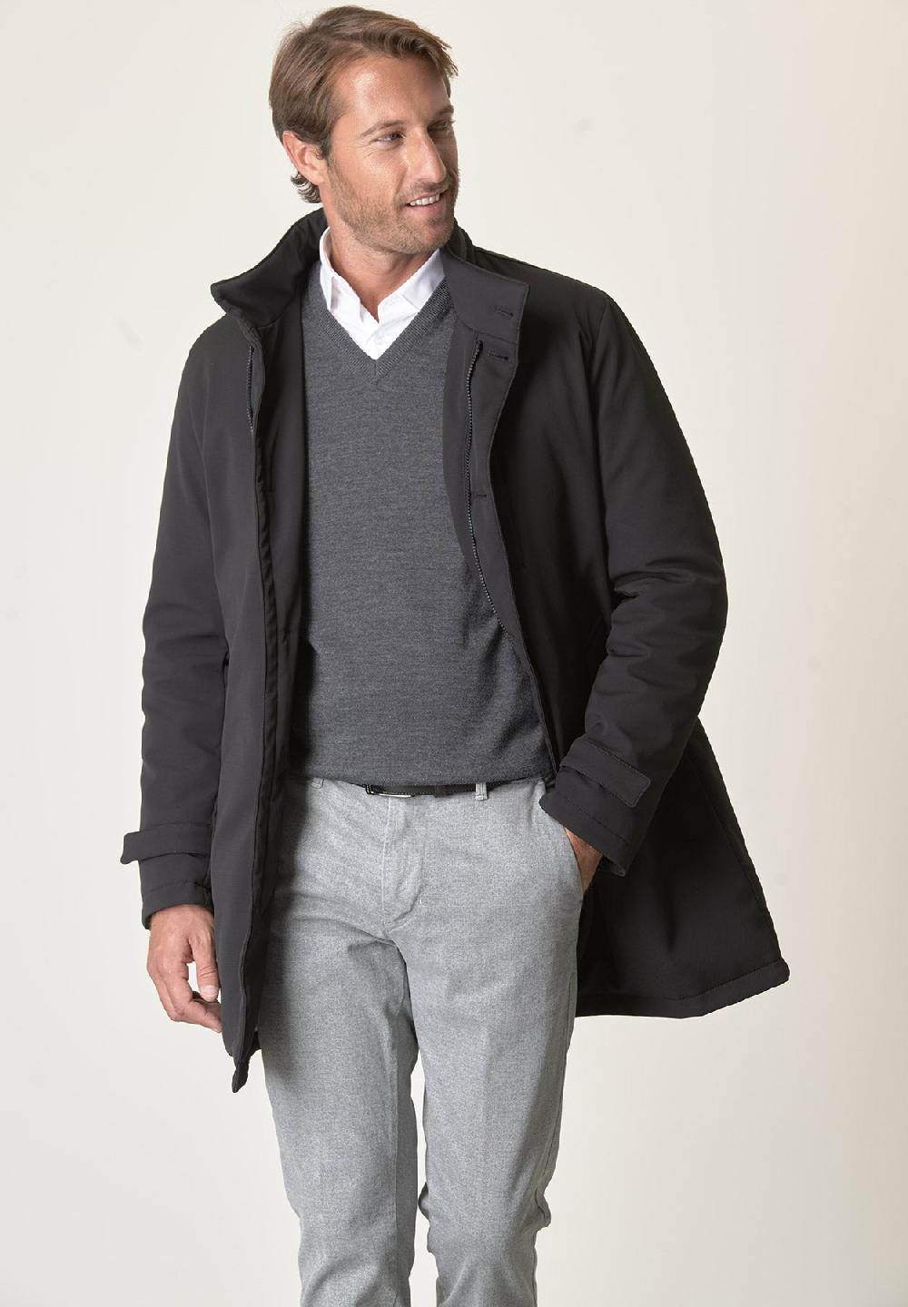 Angelico Cappotto tecnico nero trama leggera impermeabile Outlet