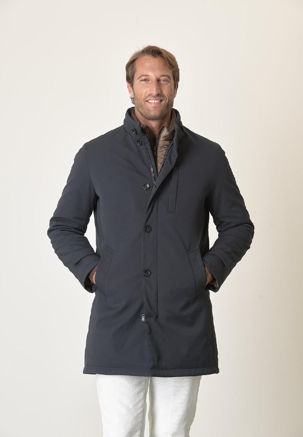 Angelico Cappotto tecnico blu trama leggera impermeabile Saldi
