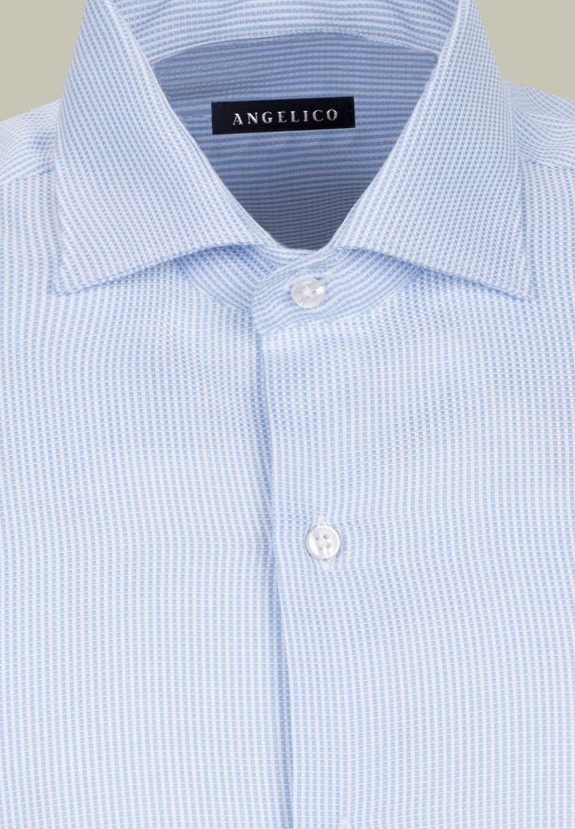 Angelico Camicia azzurra armatura quadretto francese regular fit Vendita Calda