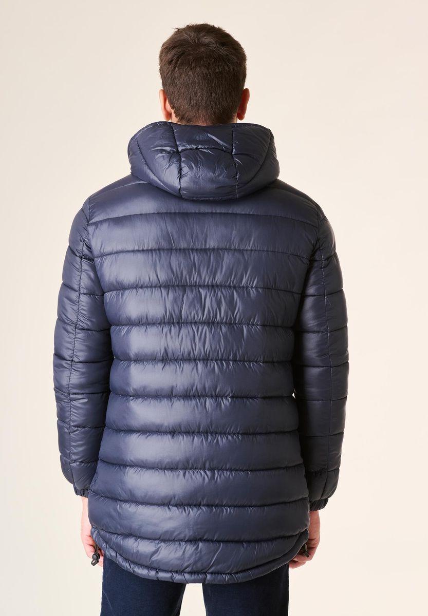 Angelico Giaccone blu lungo trapuntato cappuccio anorak Negozio