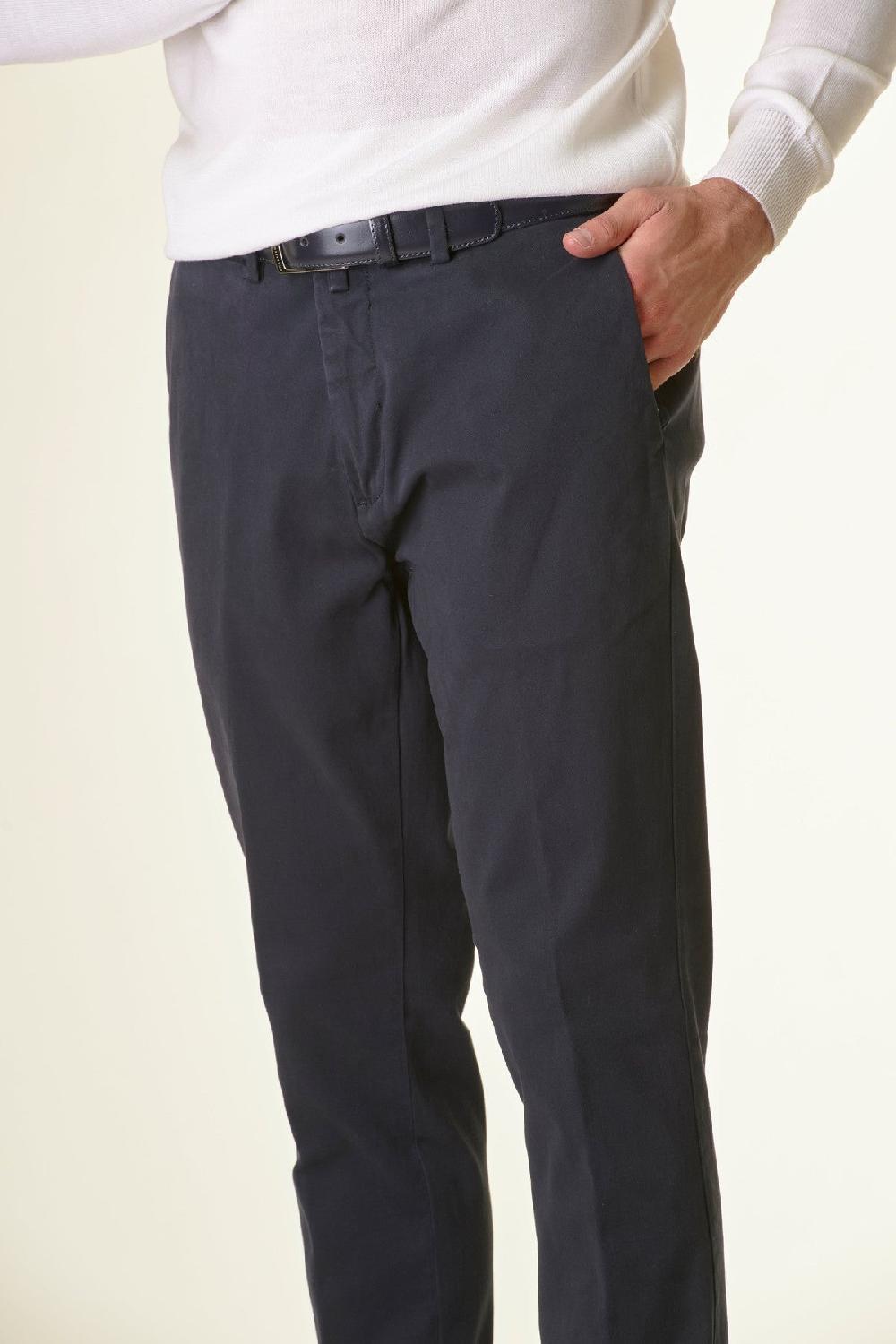 Angelico Pantalone blu twill stretch slim Moda
