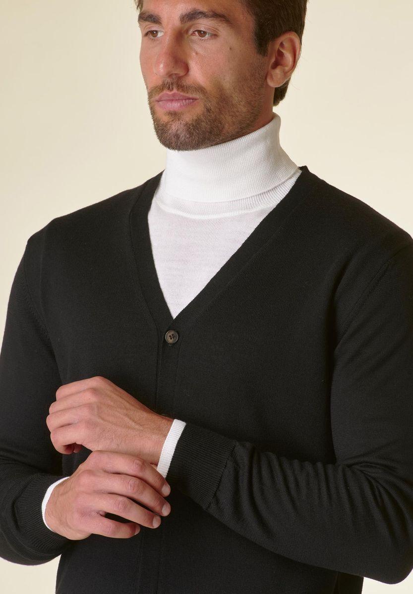 Angelico Cardigan nero bottoni merino Lana Gatto Italia