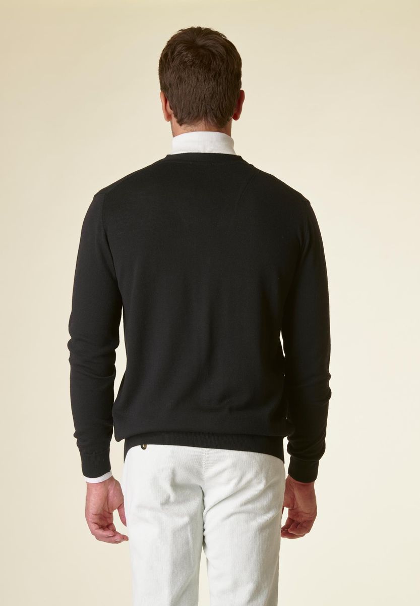 Angelico Cardigan nero bottoni merino Lana Gatto Italia