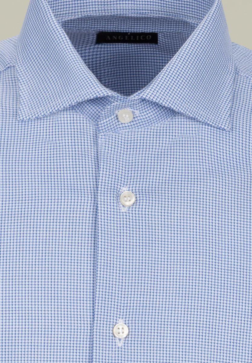 Angelico Camicia blu-bianco armatura quadretto slim Soddisfazione Garantita