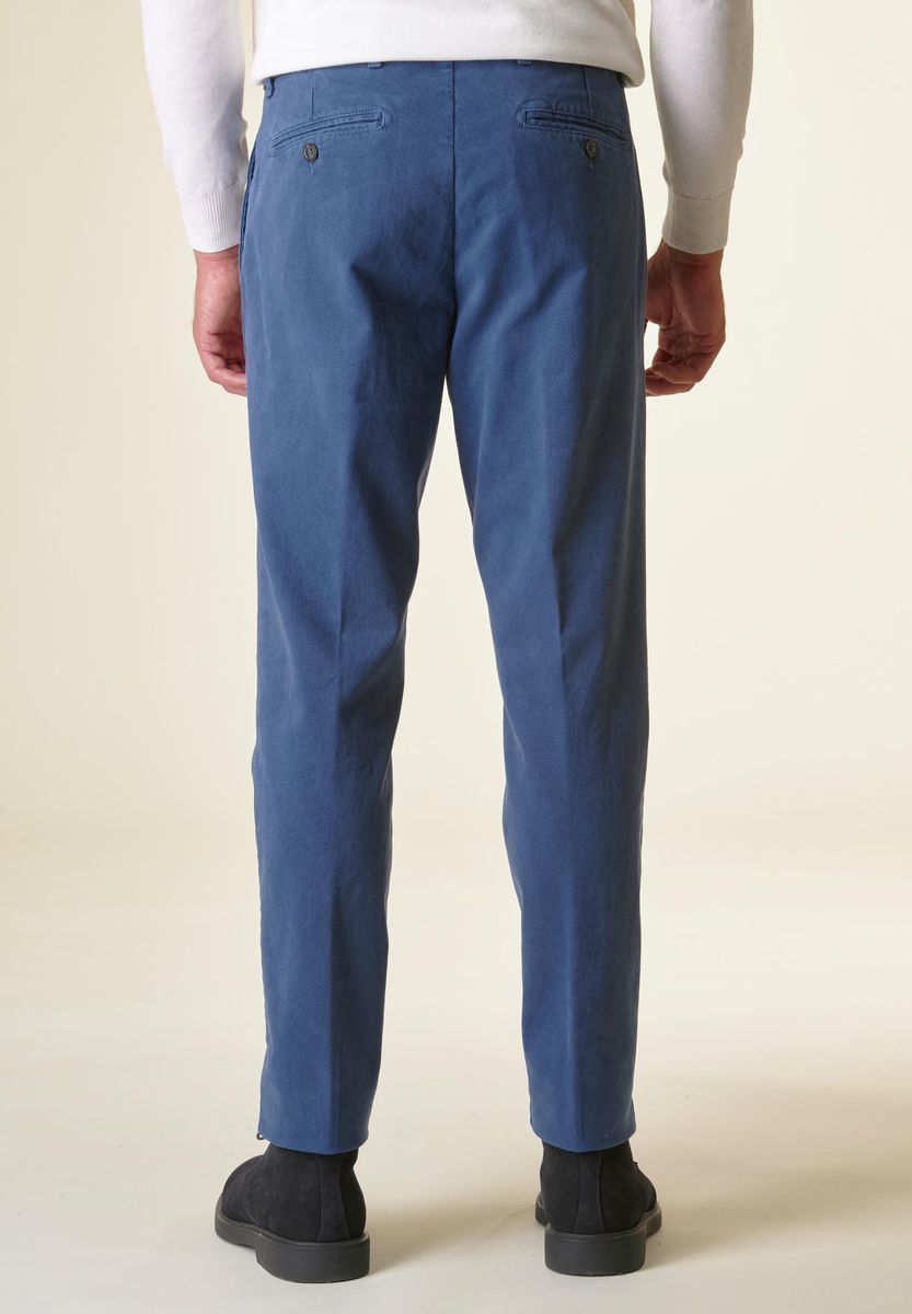 Angelico Pantalone blu chiaro cotone micro-stampa regular Shopping Online