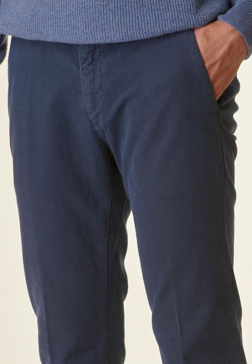 Angelico Pantalone blu fustagno microquadretto slim Affare Del Giorno