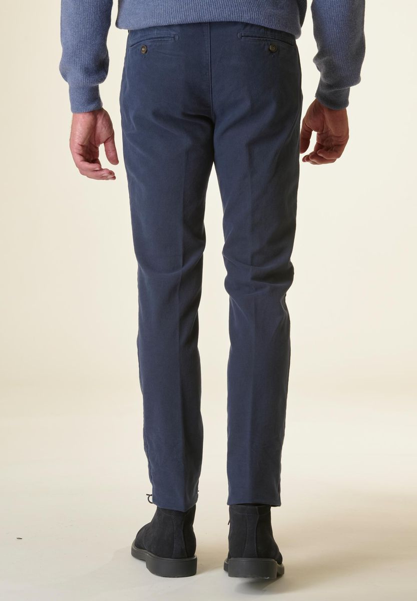 Angelico Pantalone blu fustagno microquadretto slim Affare Del Giorno