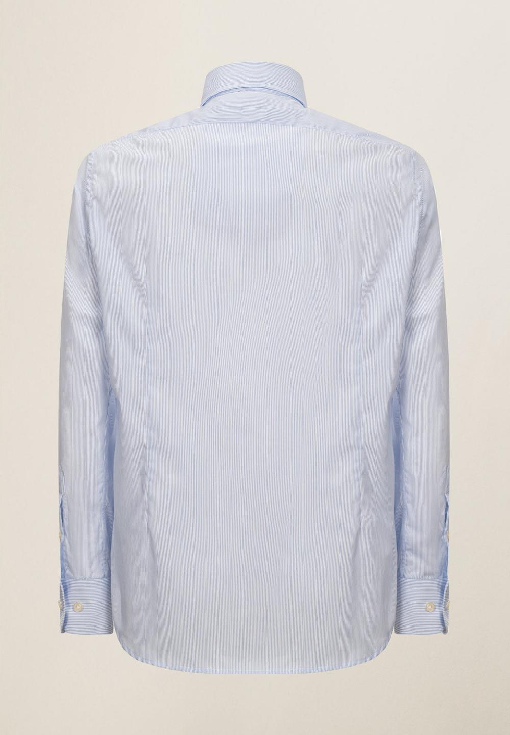 Angelico Camicia bianca azzurra rigata cotone no-stiro custom fit Prezzo Ridotto