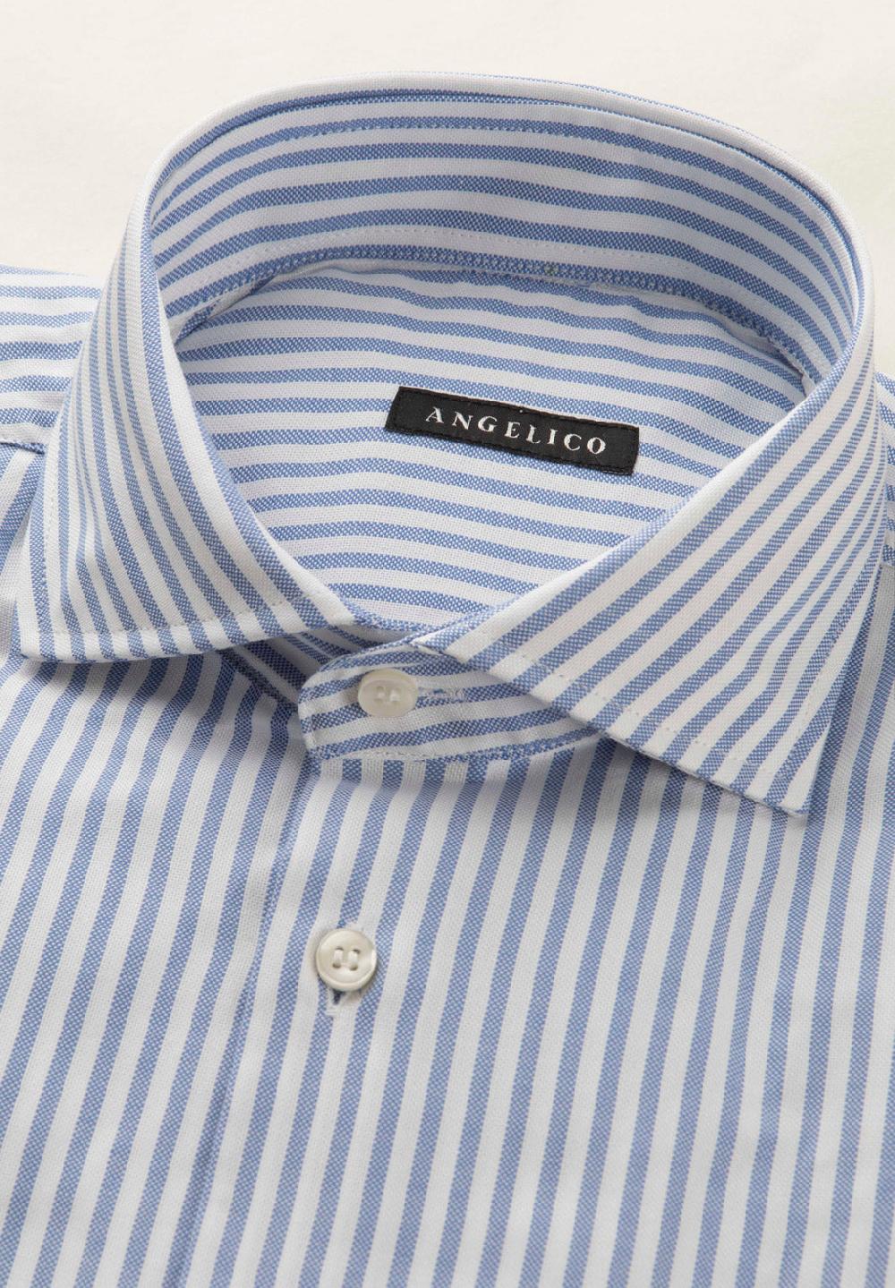 Angelico Camicia azzurro bianco rigata cotone regular fit Sottocosto