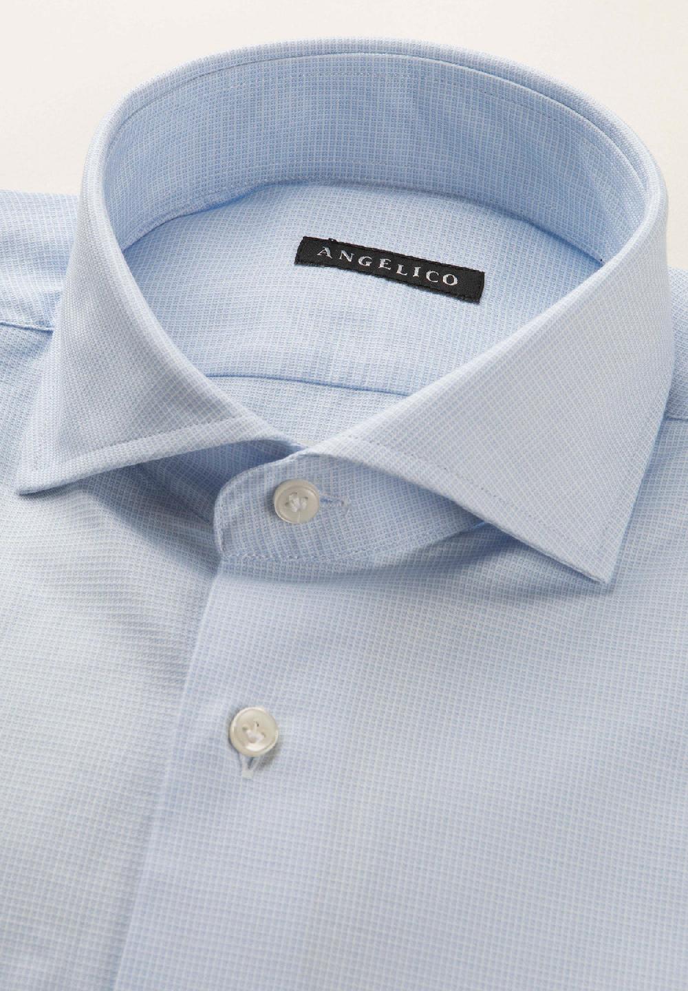 Angelico Camicia bianco azzurra microdisegno cotone slim fit Convenienza