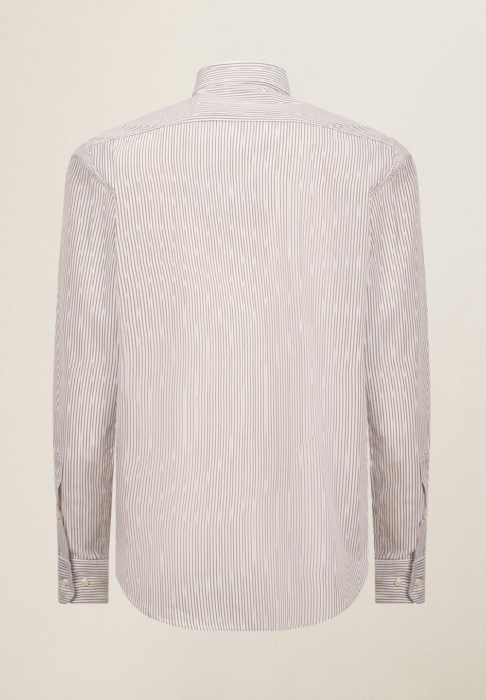 Angelico Camicia bianco marrone rigata cotone regular fit Presa