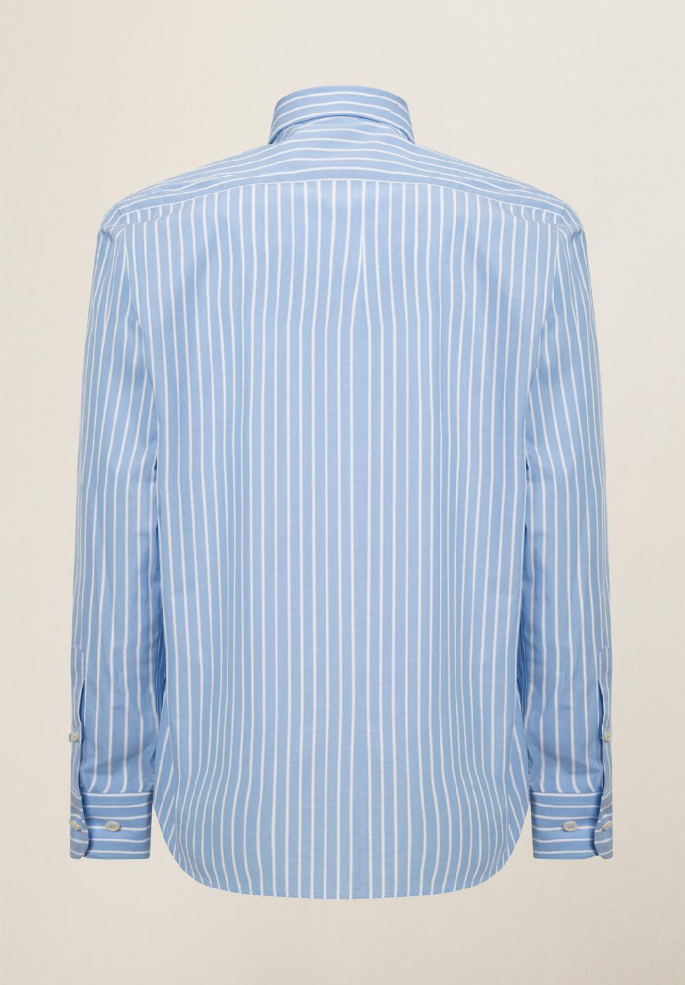 Angelico Camicia azzurro banco rigata cotone regular fit Sconto